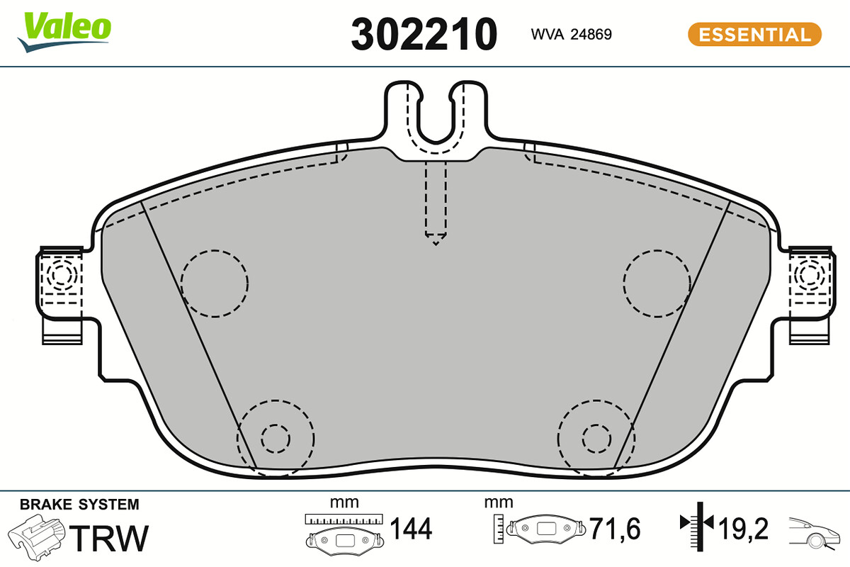 Jeu de 4 plaquettes de frein VALEO ref. 302210